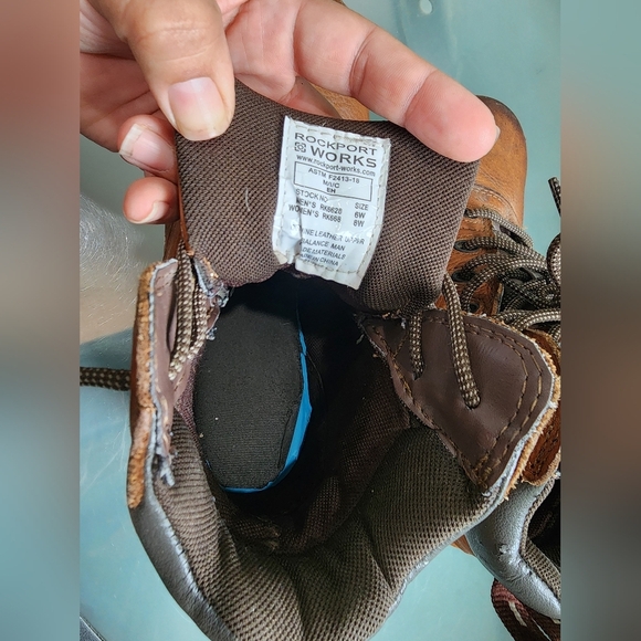 Rockport Works Brown Waterproof Steel Toe Boots Unisex Size 8W - Picture 9 of 10